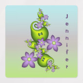 Blumenfantasy Lilac Blume Grüne Formen Name Etiketten (Design 1)