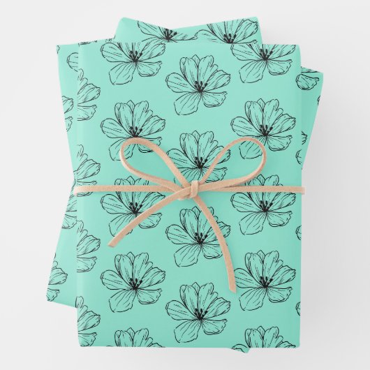 Blumenfantasy Nahtloses Packpapier Geschenkpapier Set (Beispiel)