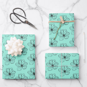 Blumenfantasy Nahtloses Packpapier Geschenkpapier Set