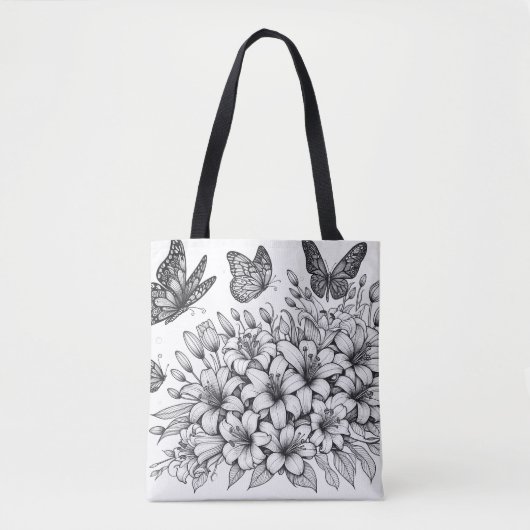Blumenfantasy-Schmetterlingsfarbe Tasche (Vorderseite)
