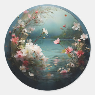 Blumenfantasy-Sticker - Ein Burst des schönen Bl Runder Aufkleber