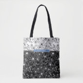 Blumenfarbblockmuster Schwarz-weiß mit Namen Tasche (Vorderseite)