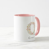 Blumenfarbbrief Q Monogramm und Individuelle Name Tasse (VorderseiteRechts)