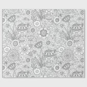 Blumenfarbbuch Schwarz-weiß Geschenkpapier (Flach)