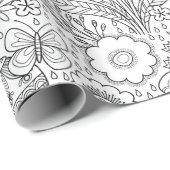 Blumenfarbbuch Schwarz-weiß Geschenkpapier (Rolleneckpunkt)