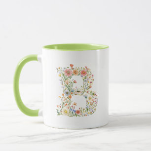 Blumenfarbbuchstabe B Monogramm Tasse