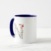 Blumenfarbbuchstabe N Monogramm Tasse (Vorderseite Links)