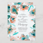 Blumenfarbe aquamarine Hochzeit Einladung (Vorne/Hinten)