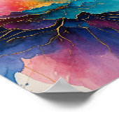 Blumenfarbe mit schwimmendem Wasser Poster (Ecke)