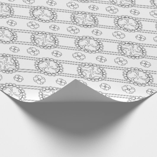 Blumenfarbe Schwarz-Weiß-Geschenkpackung Geschenkpapier (Ecke)