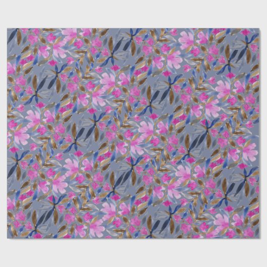 Blumenfarbe Venezianisch blaue Zedern Geschenkpapier (Flach)