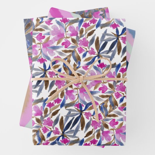 Blumenfarbe Venezianisch blaue Zedern Geschenkpapier Set (Beispiel)