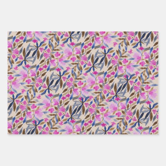 Blumenfarbe Venezianisch blaue Zedern Geschenkpapier Set (Vorderseite)