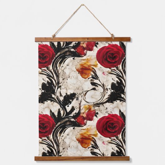 Blumenfarbe Wandteppich Mit Holzrahmen (Vorderseite)