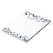 Blumenfarben Blau Blumen Individuelle Name Notepad Notizblock (Rotiert)