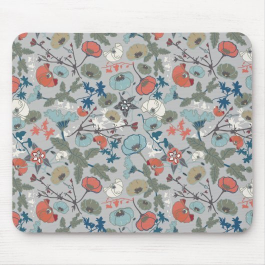 Blumenfarben fröhlich blau Orange grün Mousepad (Vorne)