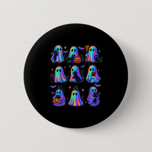 Blumenfarben-Geist, der eine schwarze Katze hellbl Button