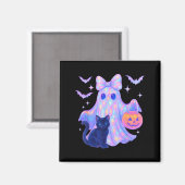 Blumenfarben Ghost Black Cat Coquette Bow Hallo Magnet (Vorderseite/Rückseite)