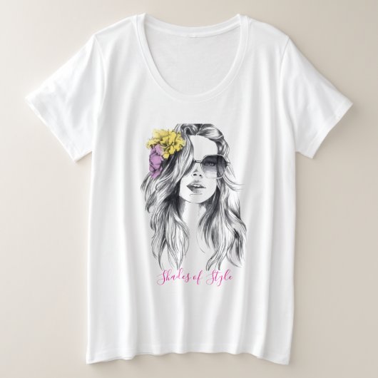 Blumenfarben Große Größe T-Shirt (Design vorne)