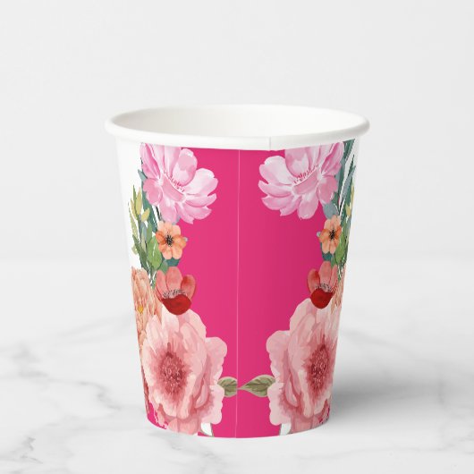 Blumenfarben, hellrosa Brautparty Pappbecher (Rechts)