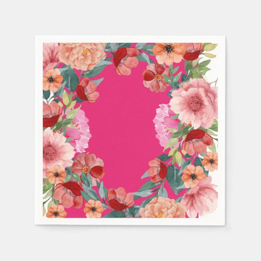 Blumenfarben, hellrosa Brautparty Serviette (Vorderseite)