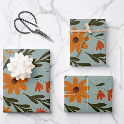 Blumenfarben Hübsche Blume Umschlagpapier Geschenkpapier Set (Vorderseite)