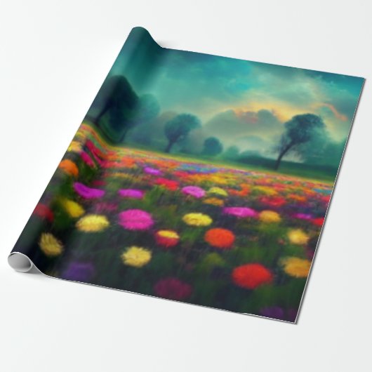 Blumenfarben Muster Papier Geschenkpapier (Ungerollt)