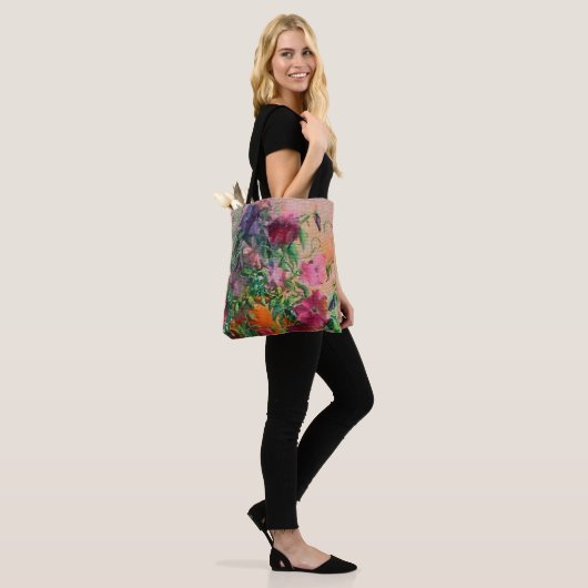 Blumenfarben-Needlepoint-Look Tasche (Am Model)