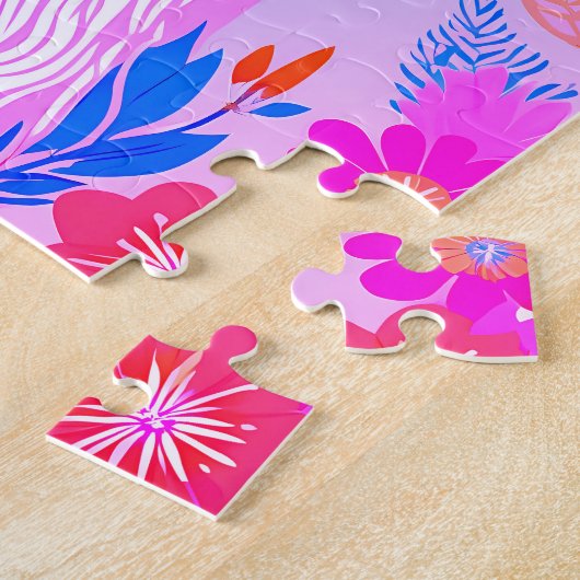 Blumenfarben Retro Llama Jigsaw Puzzle (Seite)