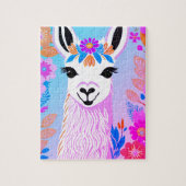 Blumenfarben Retro Llama Jigsaw Puzzle (Vertikal)