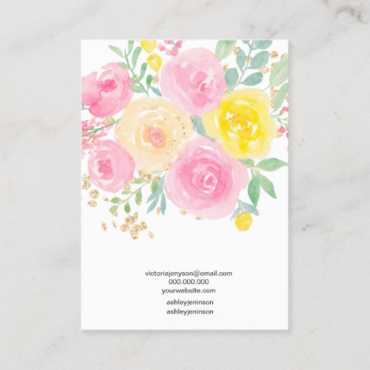 Blumenfarben, rosa Schmuckring Visitenkarte (Rückseite)