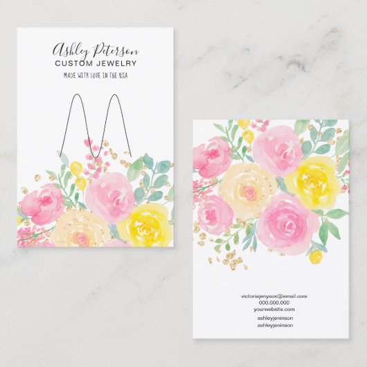 Blumenfarben, rosa Schmuckring Visitenkarte (Vorne/Hinten)