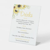 Blumenfarben Sonnenblumen Hochzeitsgetränke Bar Sockelschild (Vorderseite)