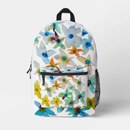 Blumenfarbene Aquarellkunst Blume Bedruckter Rucksack (Vorderseite)