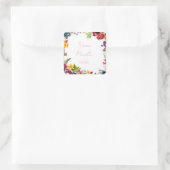 Blumenfarbene Mendhi Gunst-Aufkleber Quadratischer Aufkleber (Tasche)