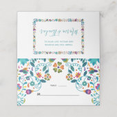 Blumenfarbene mexikanische Hochzeit Platzkarte (Außenseite Aufgefaltet)