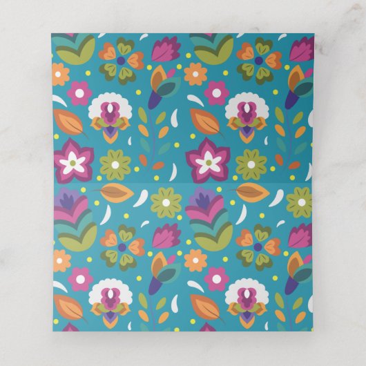 Blumenfarbene mexikanische Hochzeit Platzkarte (Innenseite Aufgefaltet)