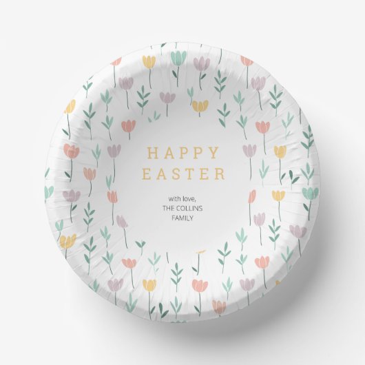 Blumenfarbene Niedliche Blume Moderne Ostern Party Pappteller (Vorderseite)