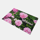 Blumenfarbene Rosa Geranias Fußmatte (Schrägansicht)