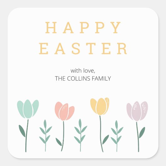 Blumenfarbene Tulissen Modernes Osterfest Quadratischer Aufkleber (Vorderseite)