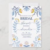 Blumenfarbene Volkskunst Bridal Einladung (Vorderseite)