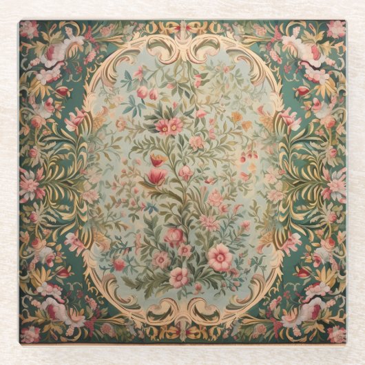 Blumenfarbener Orientteppich Glasuntersetzer (Vorderseite)