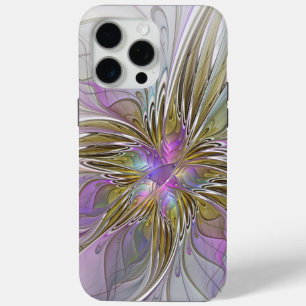 Blumenfarbenes Abstraktes Fraktal mit Rosa und Gol Case-Mate iPhone Hülle