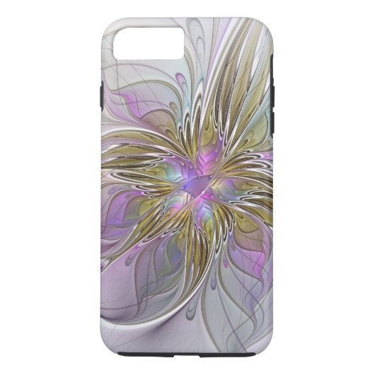 Blumenfarbenes Abstraktes Fraktal mit Rosa und Gol Case-Mate iPhone Hülle (Rückseite)
