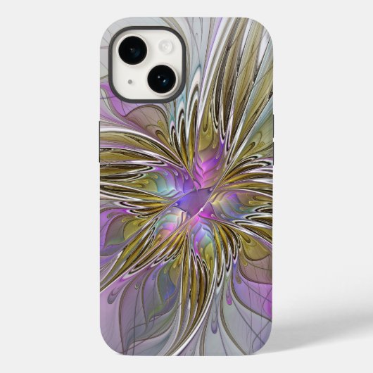 Blumenfarbenes Abstraktes Fraktal mit Rosa und Gol Case-Mate iPhone Hülle (Rückseite)
