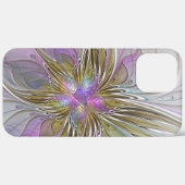 Blumenfarbenes Abstraktes Fraktal mit Rosa und Gol Case-Mate iPhone Hülle (Hinten (horizontal))
