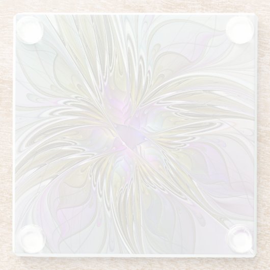 Blumenfarbenes Abstraktes Fraktal mit Rosa und Gol Glasuntersetzer (Rückseite)