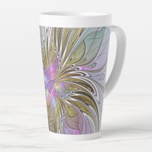 Blumenfarbenes Abstraktes Fraktal mit Rosa und Gol Milchtasse (Rechte Ecke)