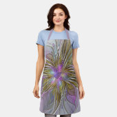 Blumenfarbenes Abstraktes Fraktal mit Rosa und Gol Schürze (Getragen)