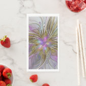 Blumenfarbenes Abstraktes Fraktal mit Rosa und Gol Serviette (Beispiel)